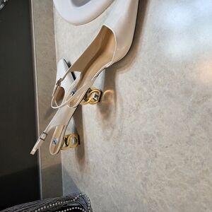 Ninety Union Gold and White Heels Elegant Design - Size 13